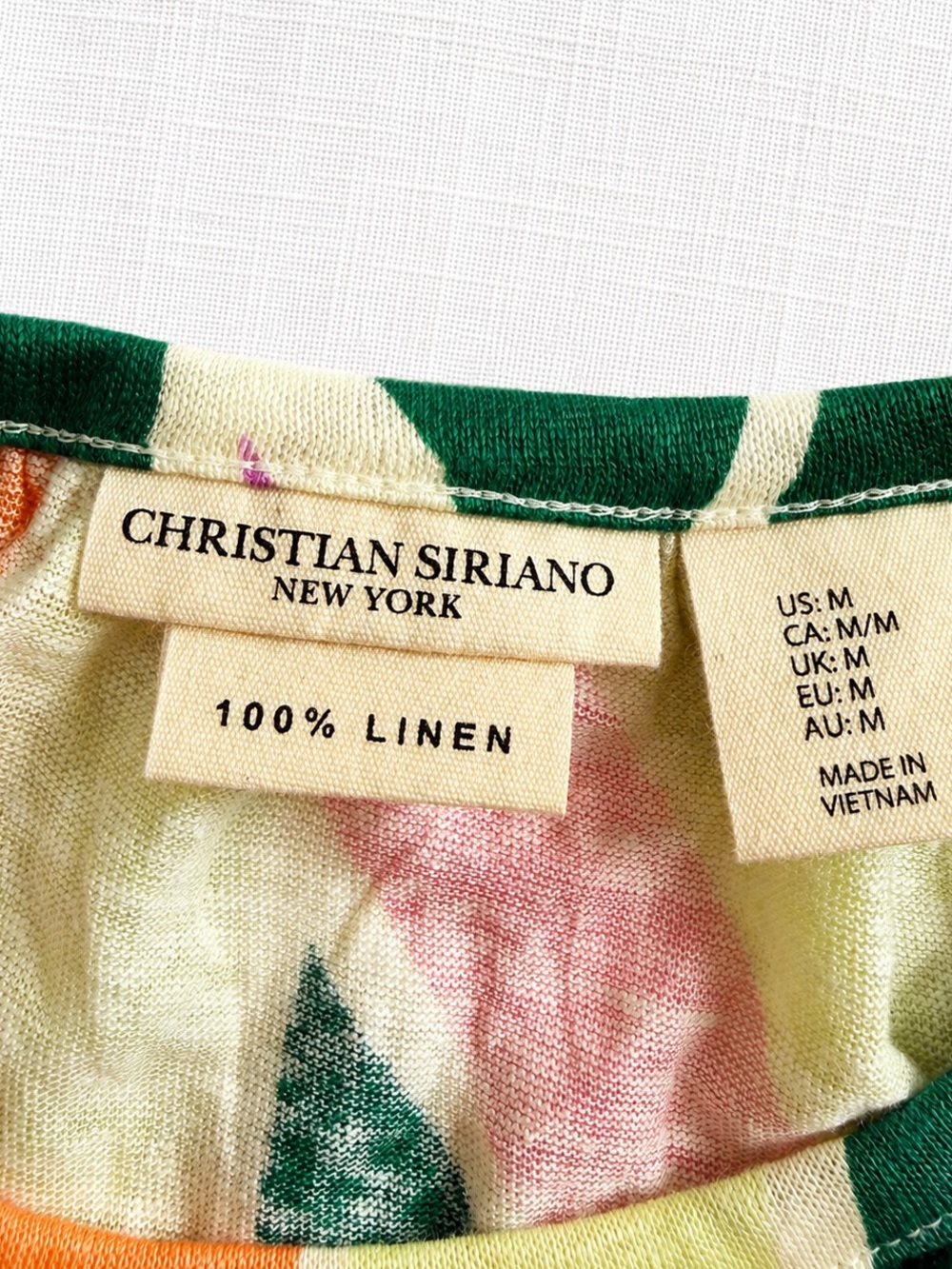 Christian Siriano New York 100% Linen Abstract Tropical Tank Top Size Medium - Picture 2 of 5